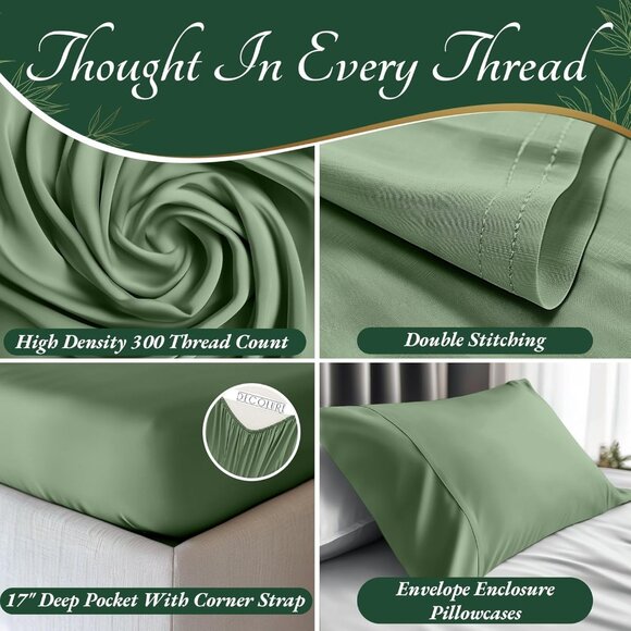 5- NIB Bamboo Sheets KingSize 6 pcs-Ultra Soft & Luxuriously Cooling, 17" Deep - Picture 3 of 8